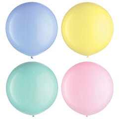 Pastel Assorted 24" Latex Balloons, 4-Pack