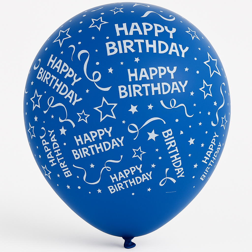 Royal Blue "Happy Birthday" Confetti Latex Balloons - 12 In. | 6 Pack