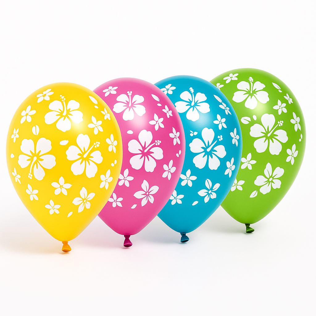 Tropical Hibiscus Printed 12" Latex Balloons - 15 Pack