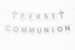 Elegant Silver First Communion Banner Set