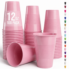 12 Oz. Pink Plastic Cups | 100 Count