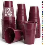 12 Oz. Burgundy Plastic Cups | 50 Count