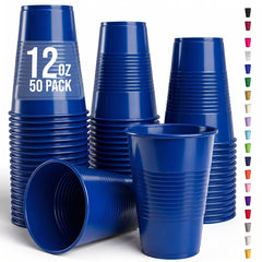 12 Oz. Dark Blue Plastic Cups | 50 Count