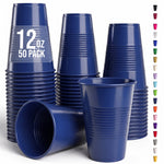 12 Oz. Navy Plastic Cups | 50 Count