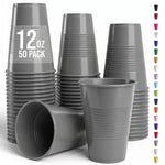 12 Oz. Silver Plastic Cups | 50 Count