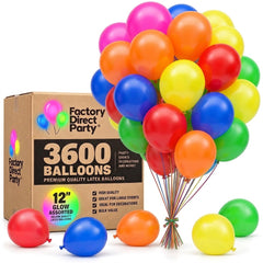12 in. Assorted Glow Bulk Pack Latex Balloons | Case of 3600