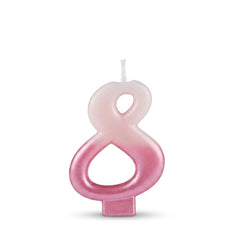 Metallic Dipped Pink Number 8 Birthday Candle | 3.25 In.