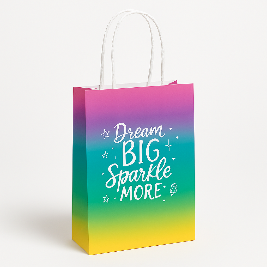 Dream Big Sparkle More Kraft Gift Bags, 12-inch, 8-Pack