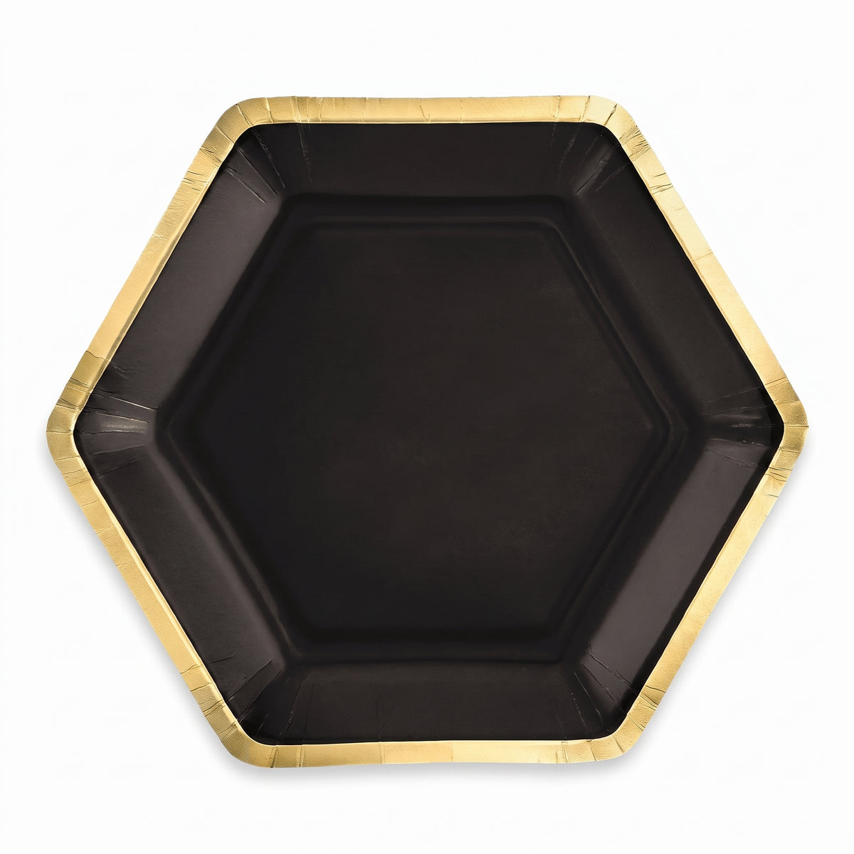 Black Hexagonal Metallic 9" Dinner Plates