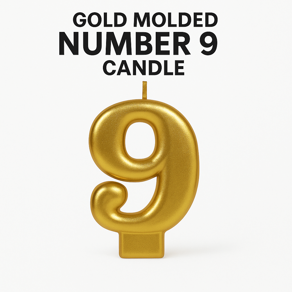 Gold Molded Number 9 Candle