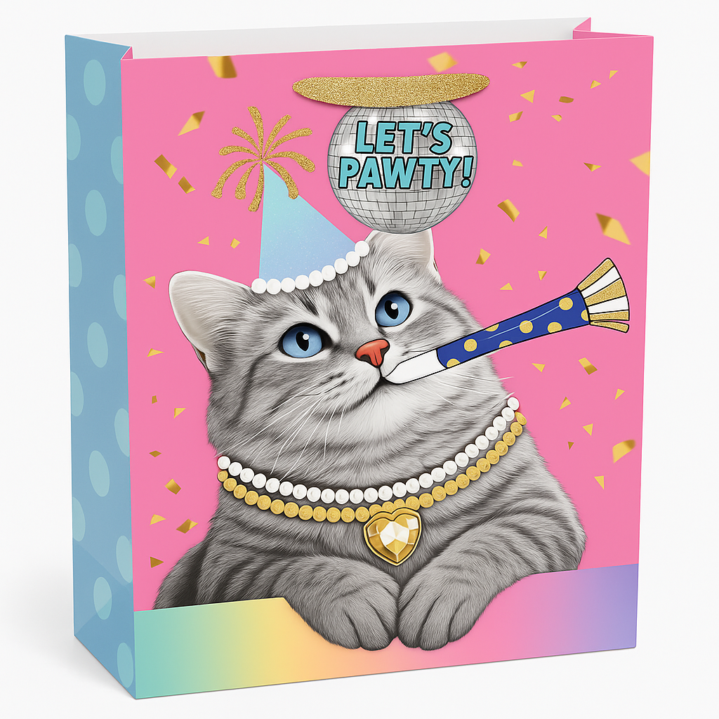 Let's Pawty Large Gift Bag - Matte Finish