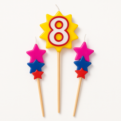 Star Birthday Number 8 Toothpick Candle Set