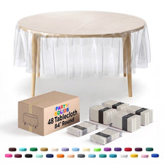 Round Clear Plastic Table Cover | 84 in. | Case of 48