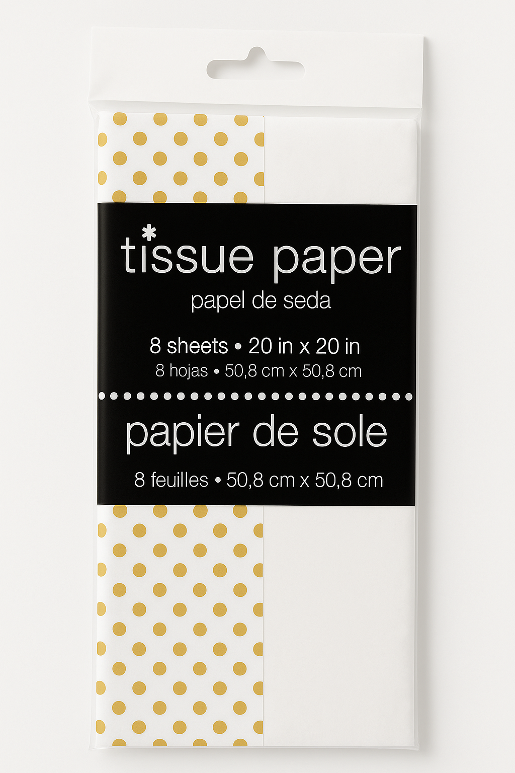 Gold Polka Dot Tissue Paper - 8 Sheets