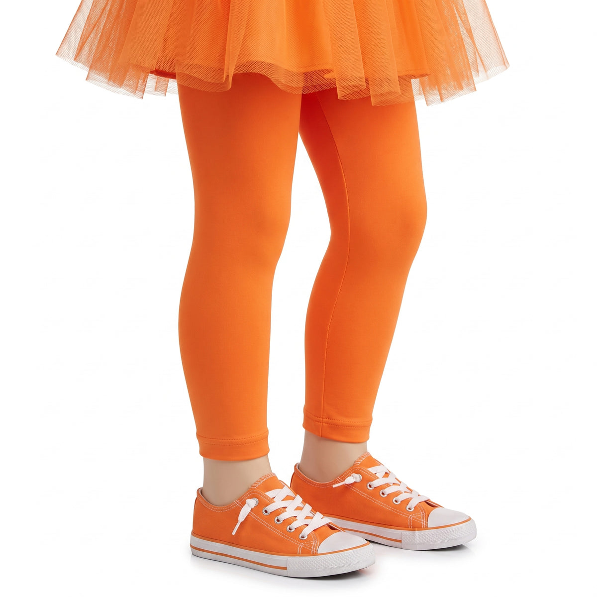 Children's Orange Footless Tights - Perfect for Costumes and Team Spirit