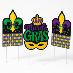 Vibrant Mardi Gras Lawn Sign Set