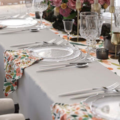 9 In. Clear/Silver Petal Plates | 20 Count