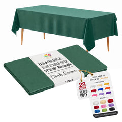 Dark Green Plastic Table Cover | 54 in. x 108 in.