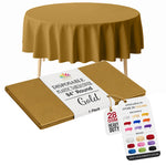 Gold Round Plastic Table Cover | 84 in.
