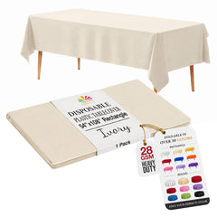 Ivory Plastic Table Cover | 54 in. x 108 in.