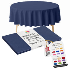 Navy Blue Round Plastic Table Cover | 84 in.