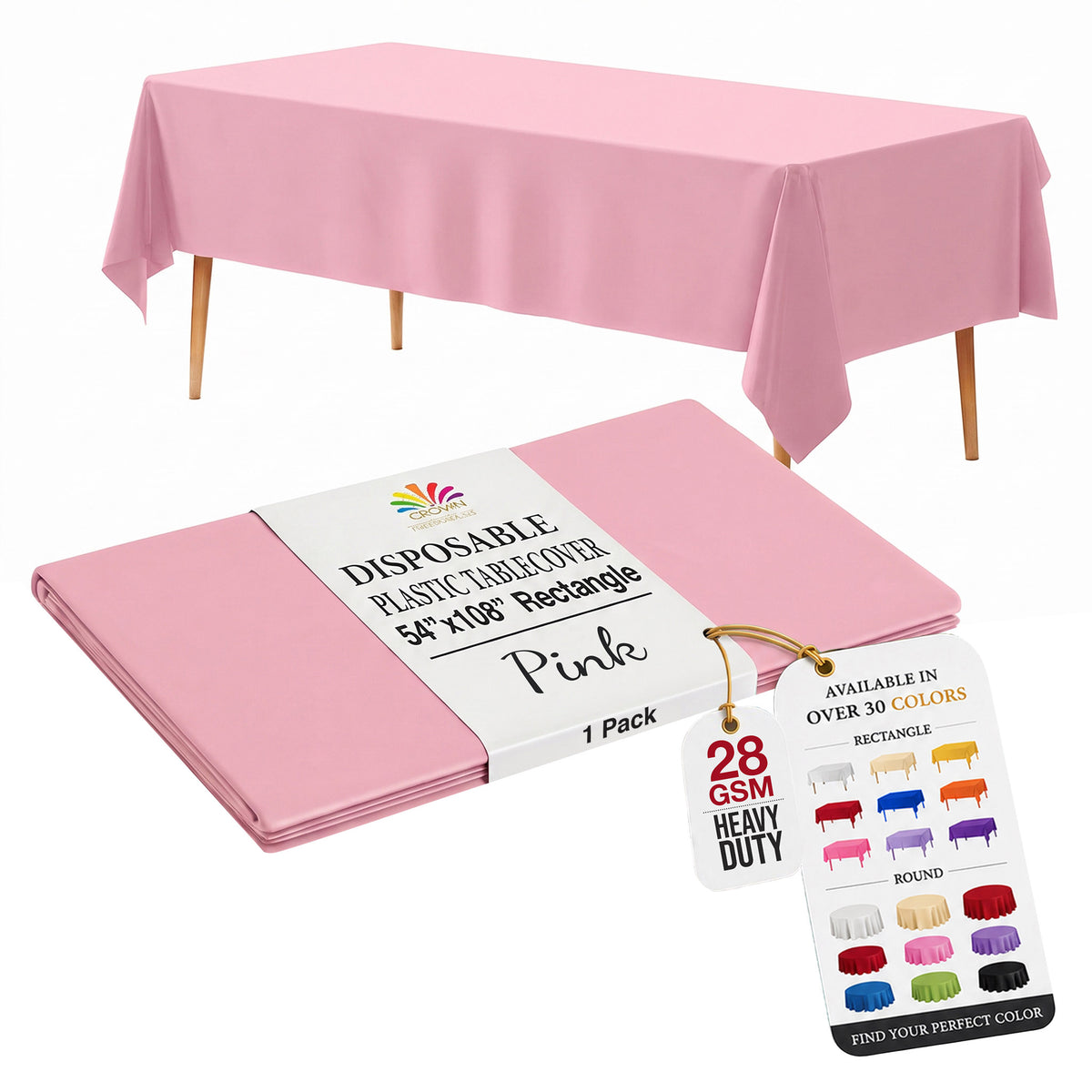 Pink Plastic Table Cover | 54 in. x 108 in.