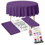 Round Purple Plastic Table Cover | 84 in.