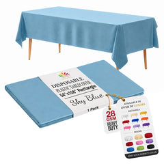 Sky Blue Plastic Table Cover | 54 in. x 108 in.