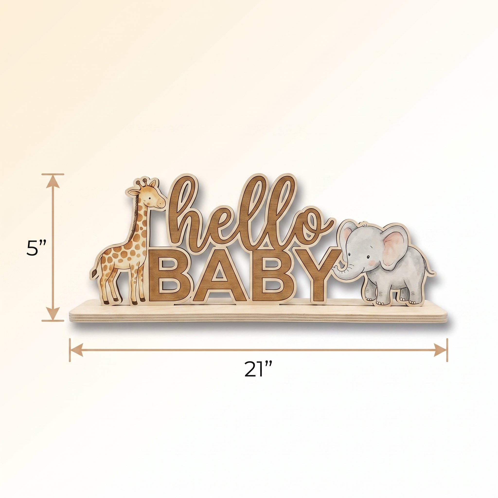 Jungle Safari "Hello Baby" Standing Sign for Baby Shower