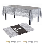 Silver Lace Plastic Table Cover | 54 in. x 108 in.