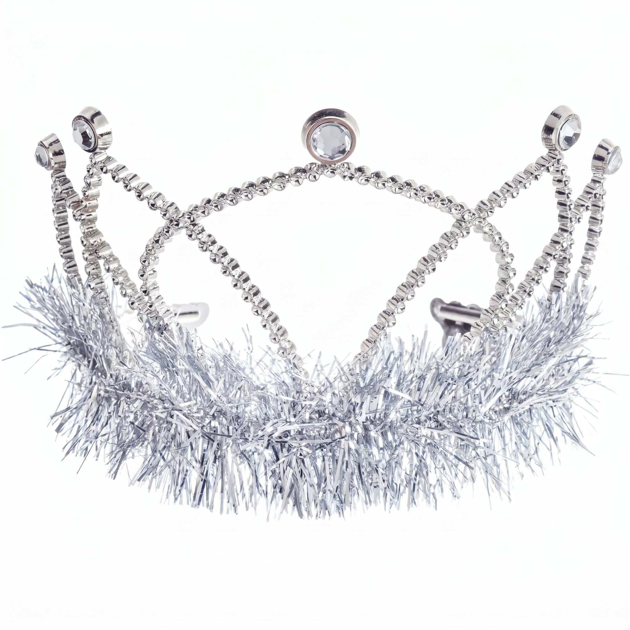 Silver Shimmer Tinsel Tiara - Costume Accessory