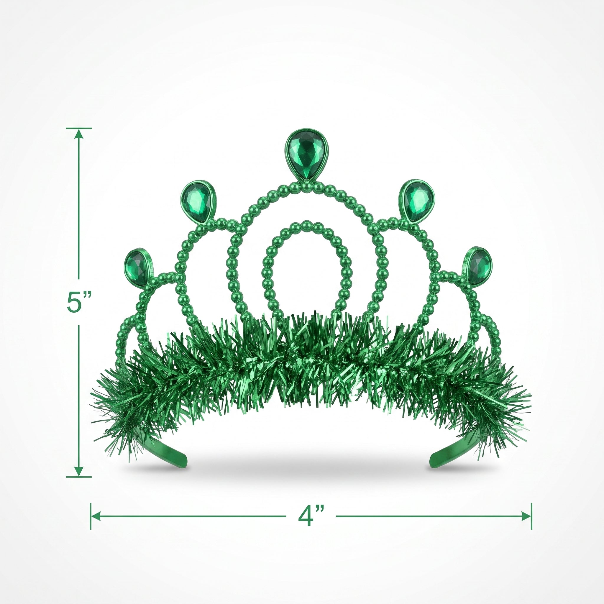 Festive Green Tinsel Trim Tiara for Team Spirit