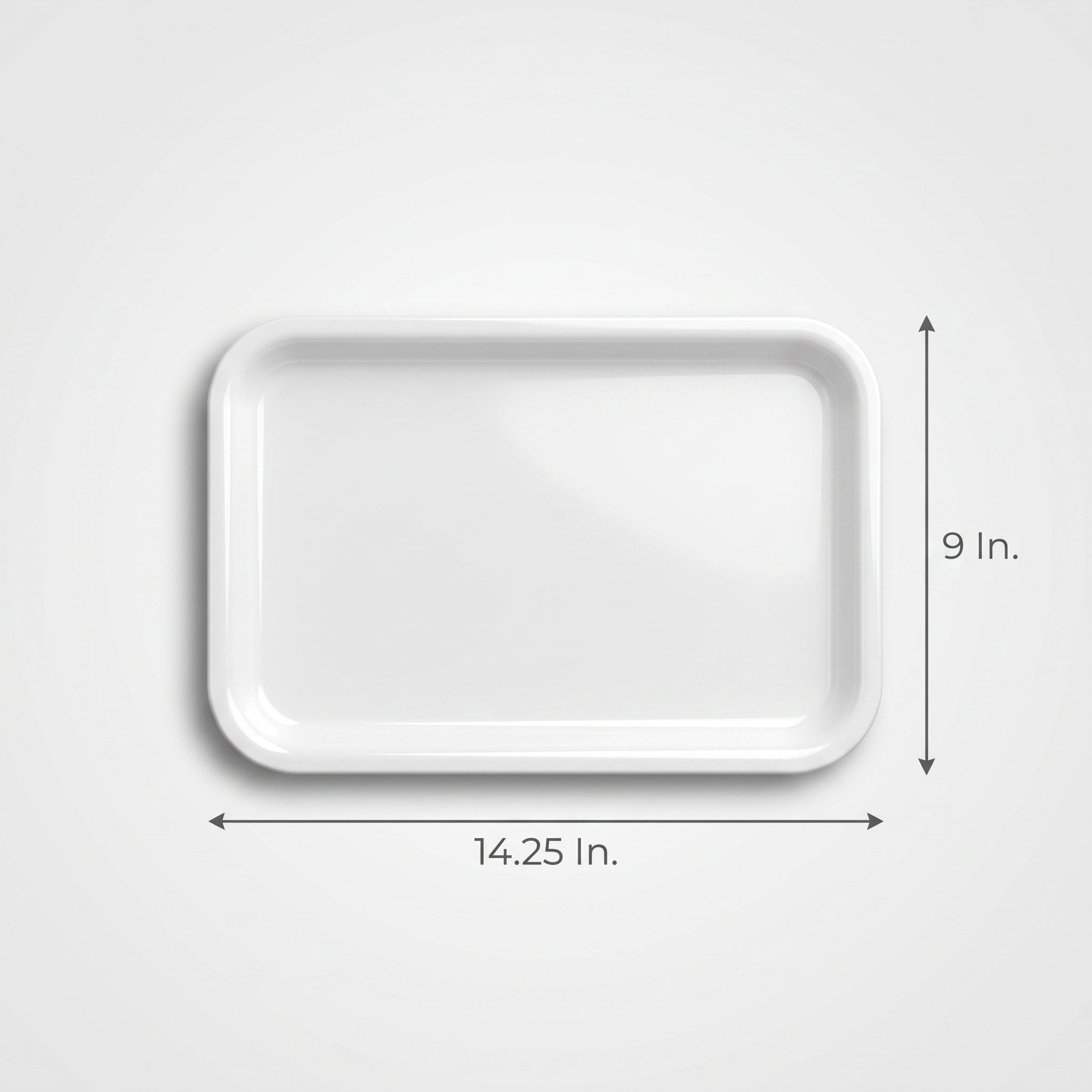 Elegant White Rectangular Plastic Serving Tray - 9" x 14.25"