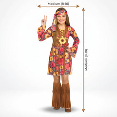 Flower Power Hippie Costume for Girls - Medium