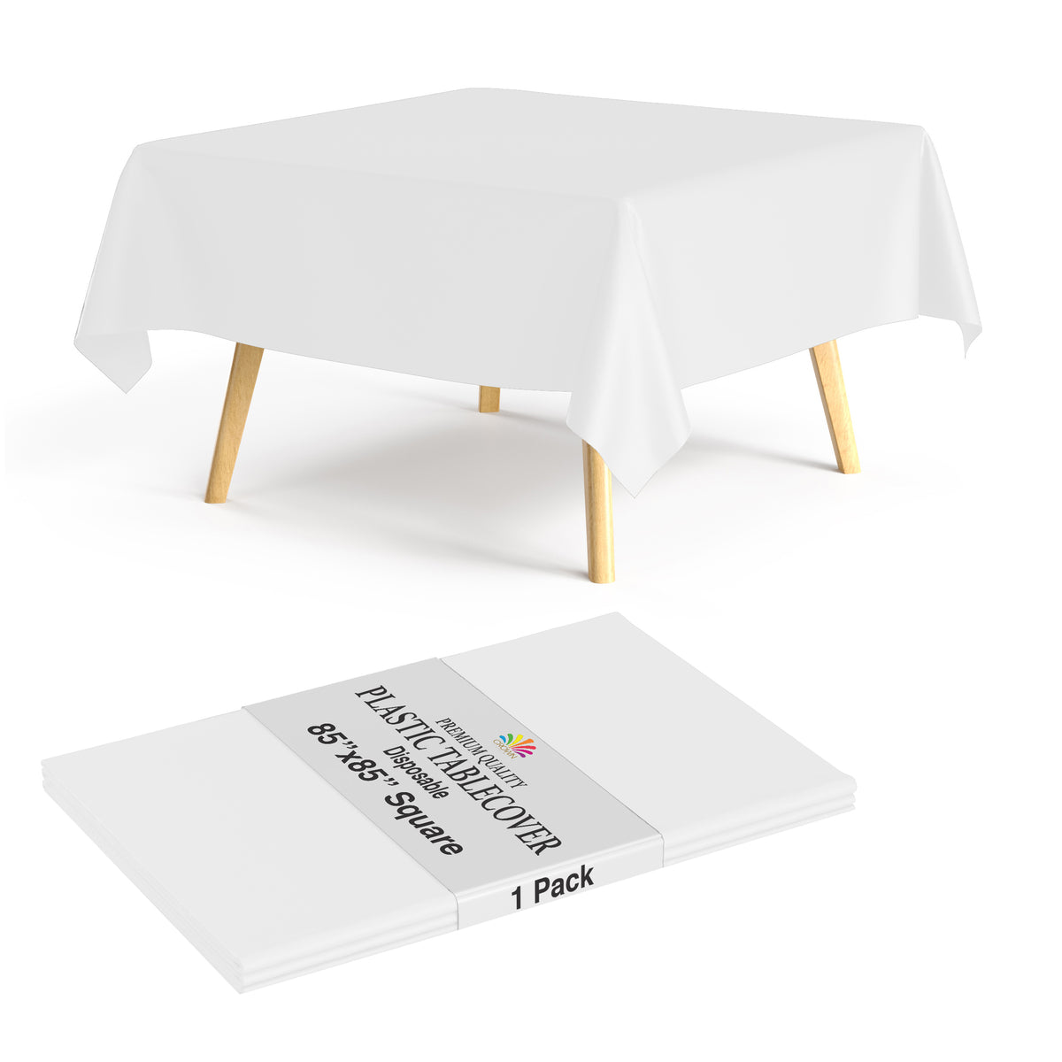 Premium Square White Table Cover 85" x 85" | 1 Pack