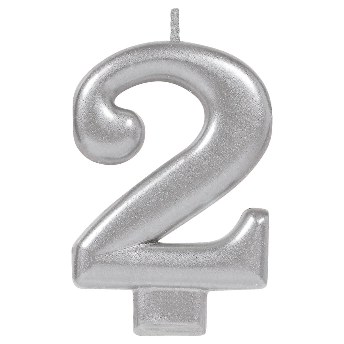 Silver Number 2 Molded Birthday Candle