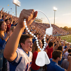 White Clacker Necklace - Team Spirit Noisemaker Accessory