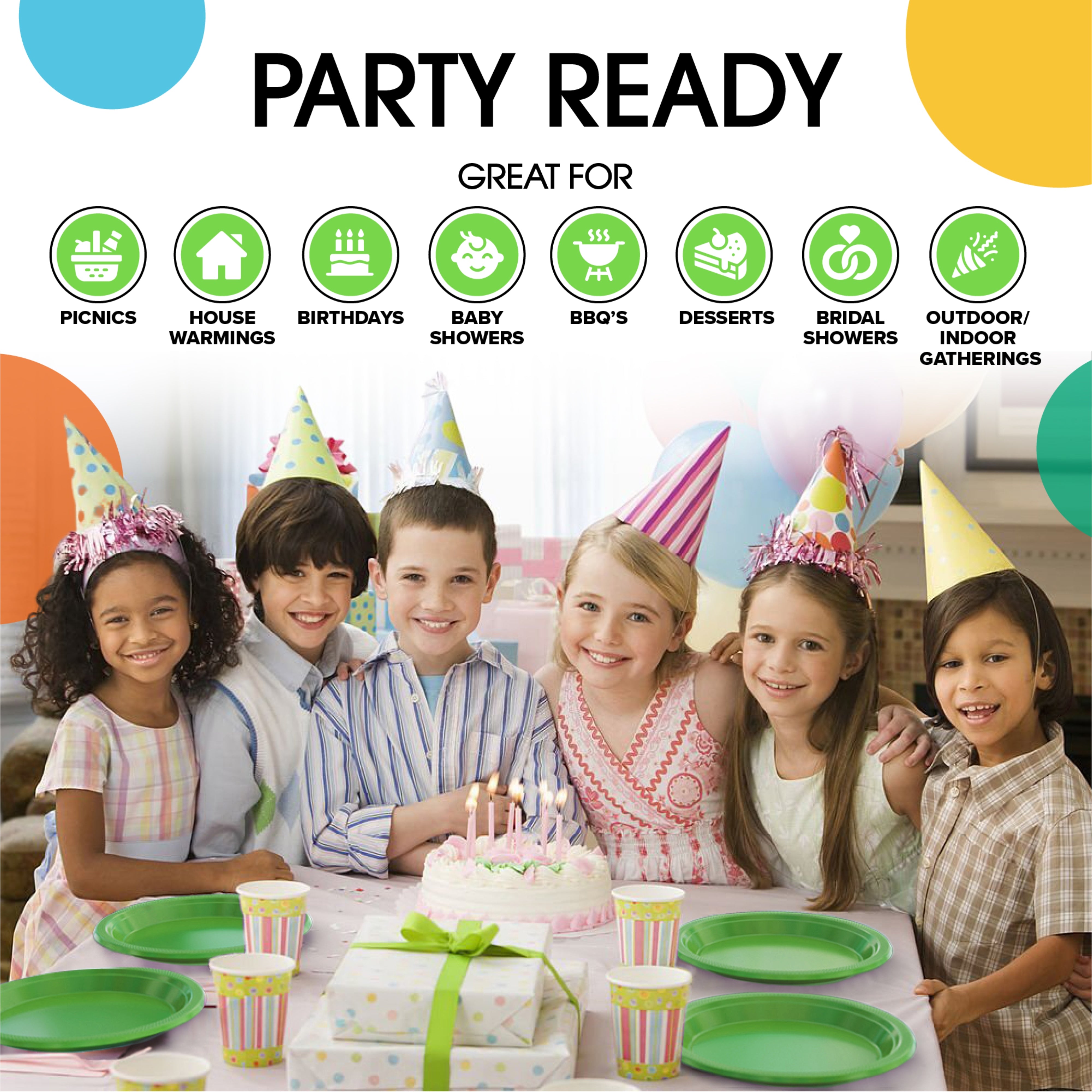 9 In. Lime Green Plastic Plates | 100 Count