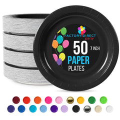 7 In. Black Paper Plates - 50 Ct.