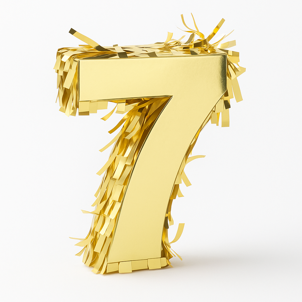 Metallic Gold Mini Number 7 Piñata Decoration, 6-Inch