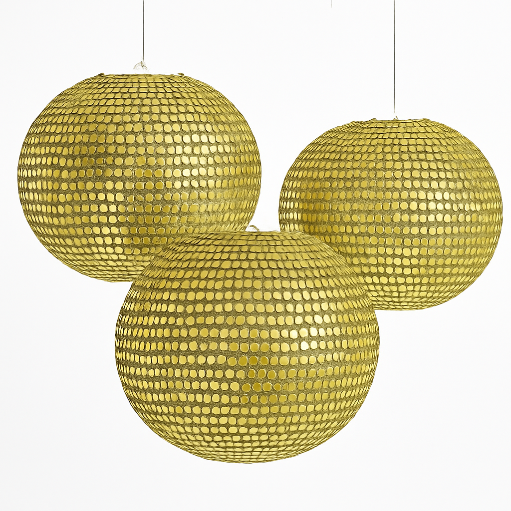 Gold Sequin Fabric Lanterns - 9.5 In. | Set of 3