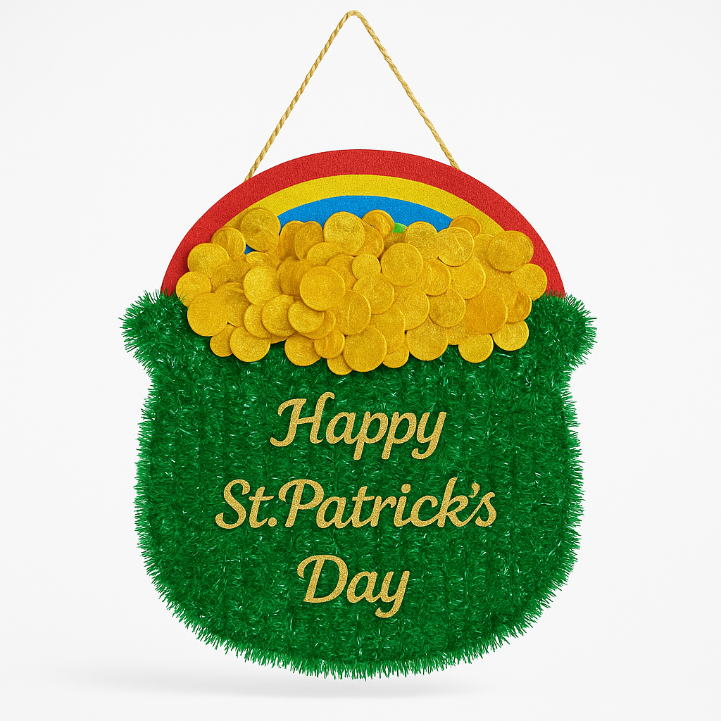 Tinsel Rainbow Pot of Gold Hanging Decoration