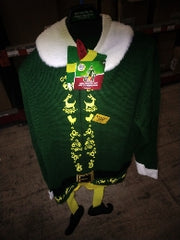 Adult Christmas Elf Movie Ugly Sweater & Hat Set - Adult L/XL