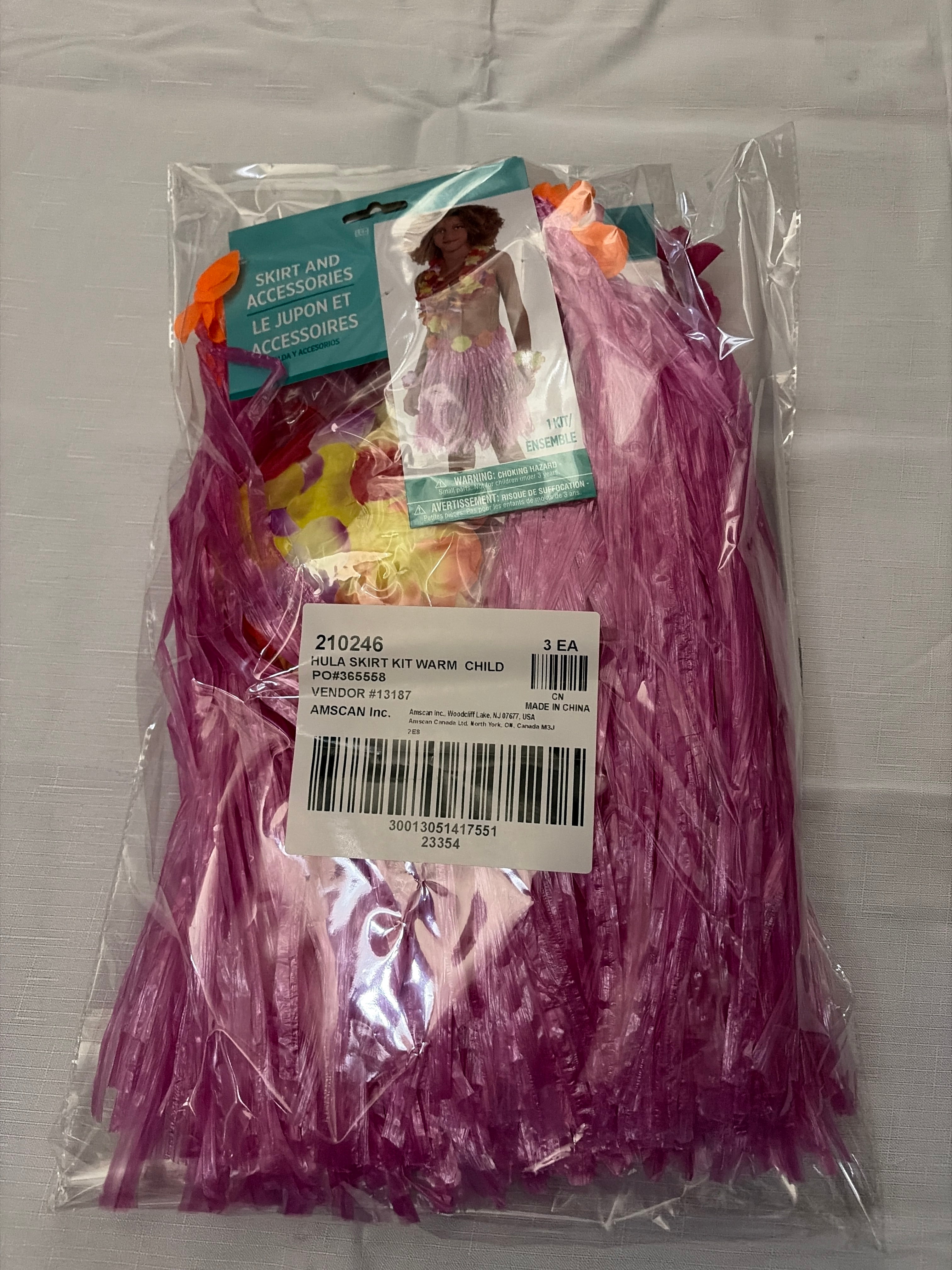 Child's Tropical Pink Hula Skirt Kit - 5 Piece Set - Child One Size