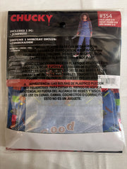 Child's Play Chucky Halloween Costume for Kids - Blue Overalls and Striped Shirt - Child L (12-14)