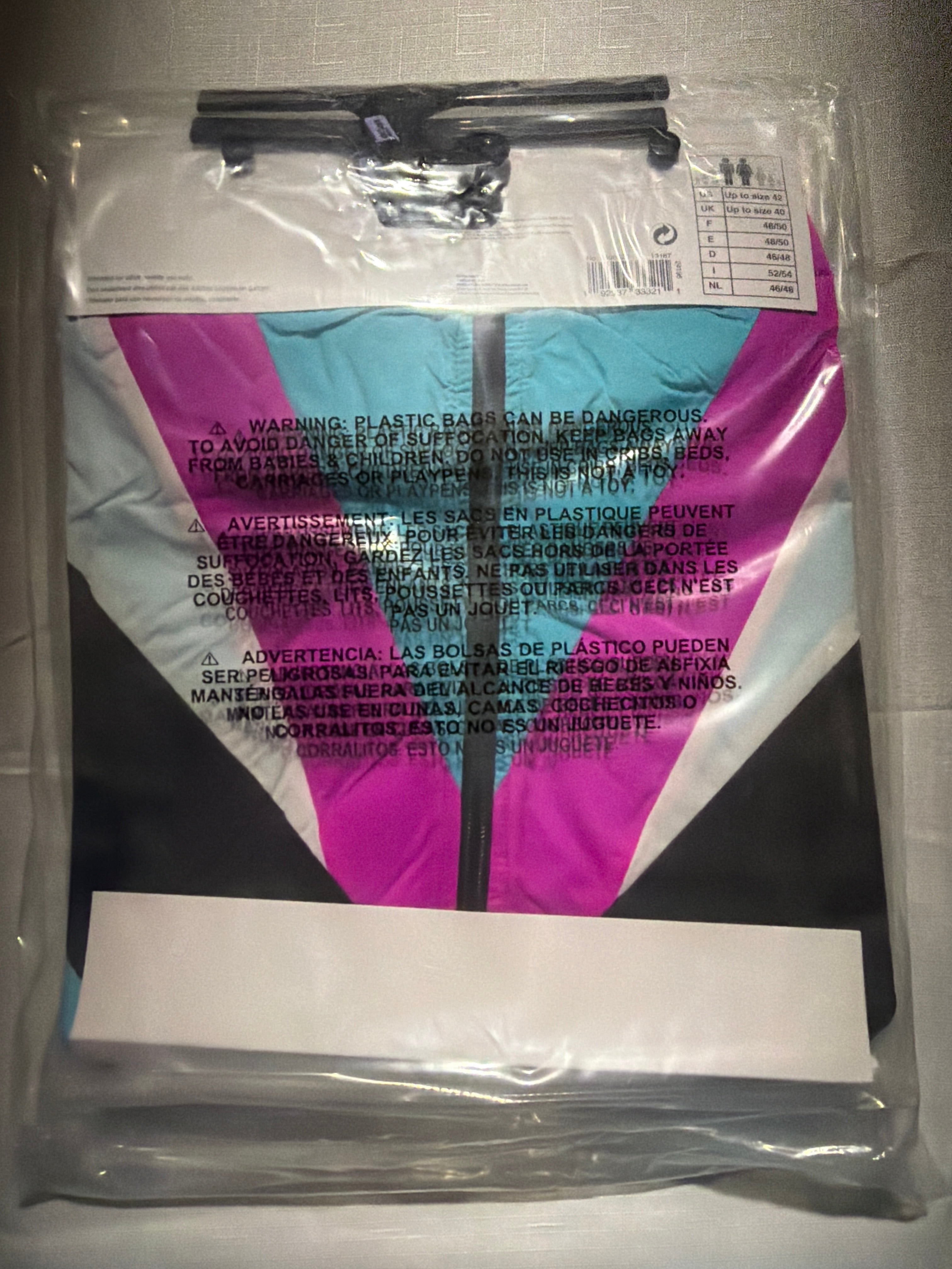 Retro 90s Windbreaker Jacket - Blue/Pink/White, One Size - Adult One Size