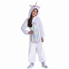 Rainbow Unicorn Fleece Jumpsuit Costume for Kids - Child M (8-10)
