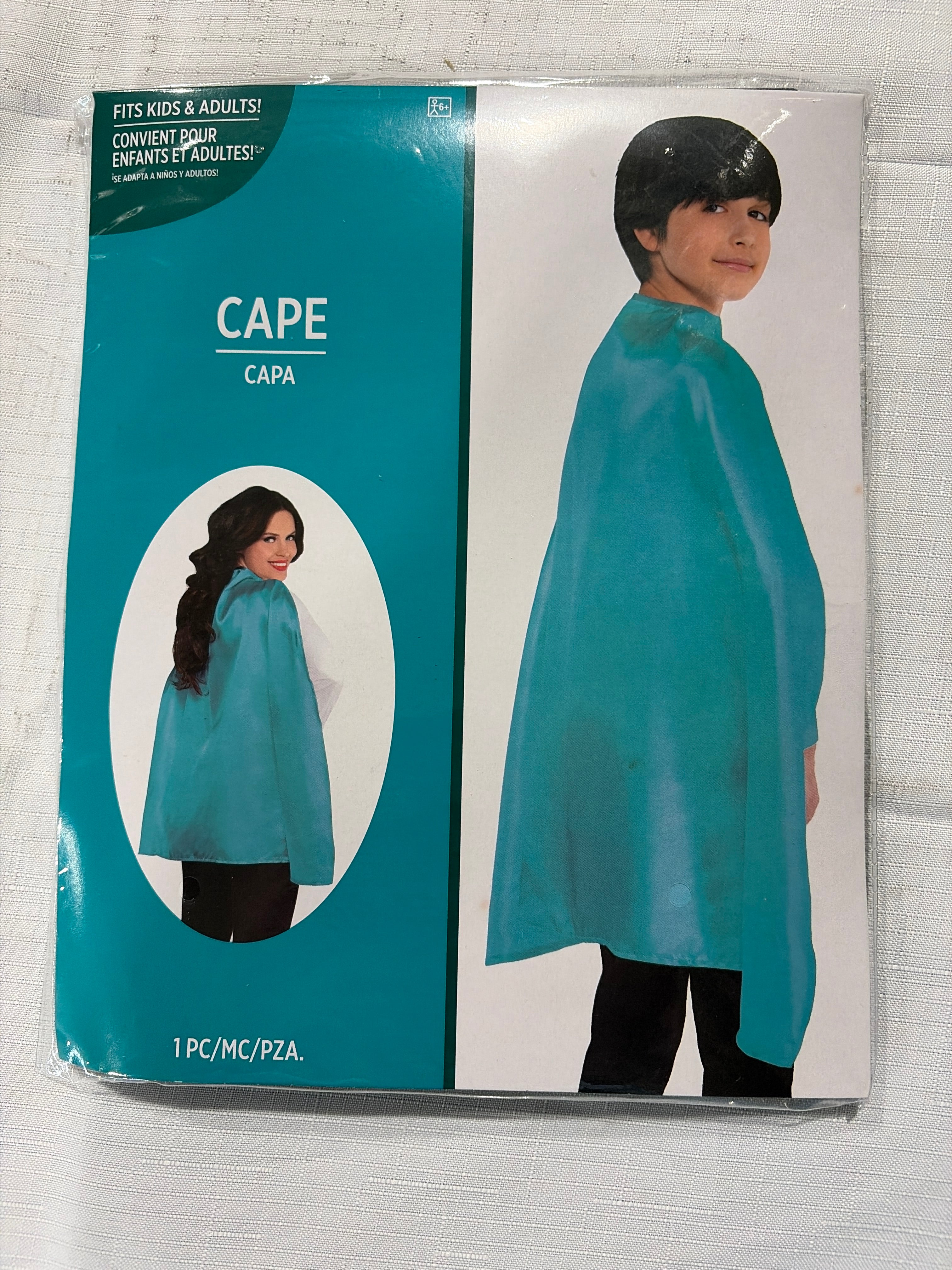 Turquoise Superhero Cape Costume Accessory for Kids and Adults - One Size