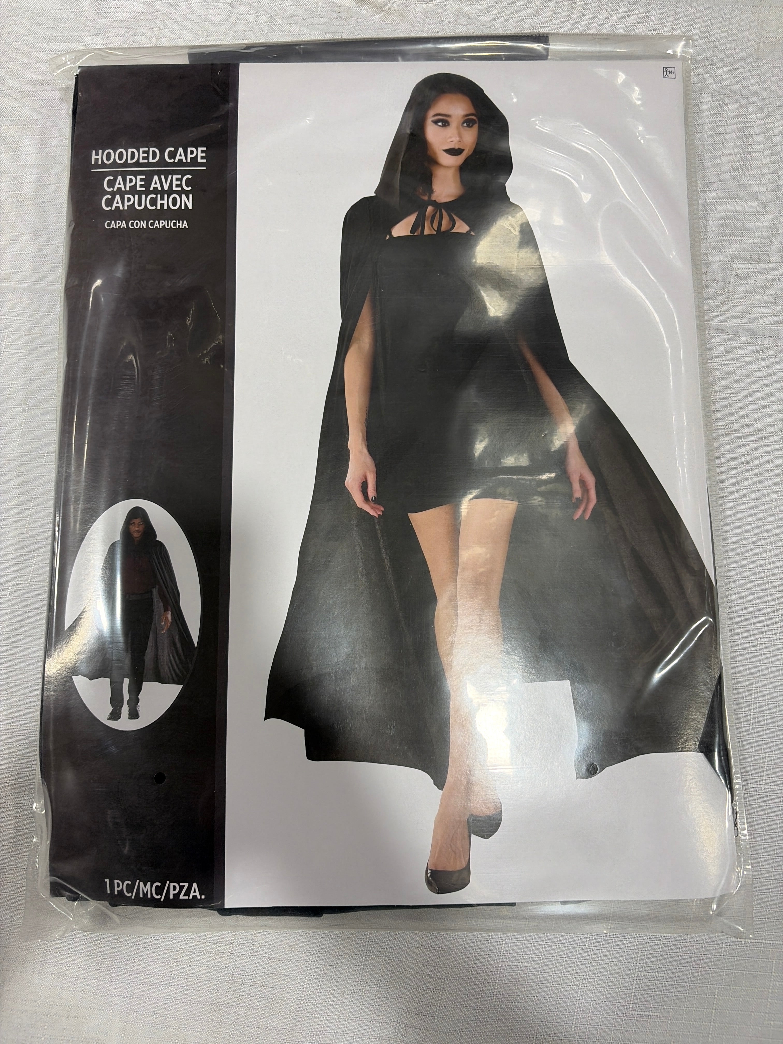 Adult Black Hooded Cape Costume Accessory - One Size