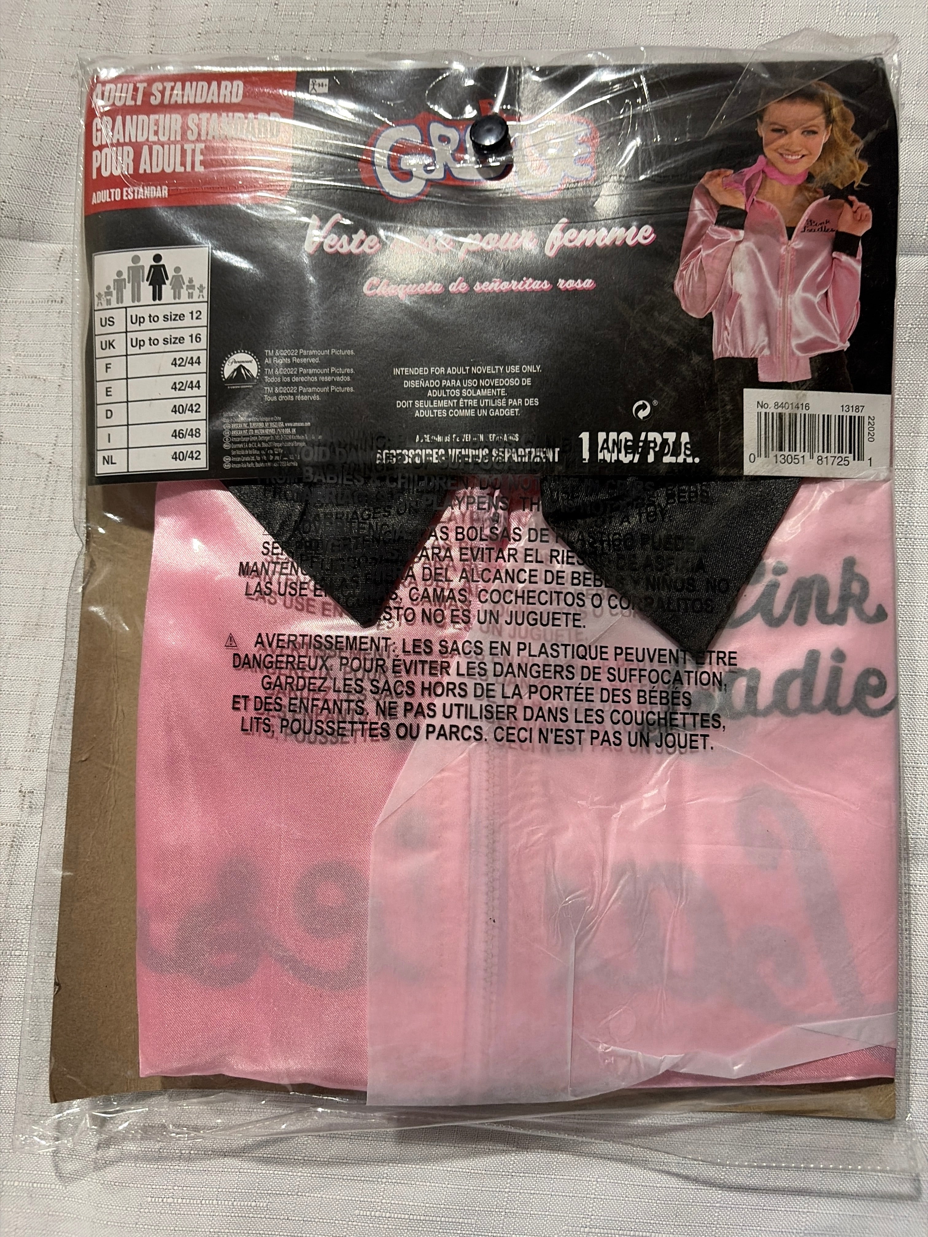 Pink Ladies Jacket - Grease Costume Accessory - Adult One Size